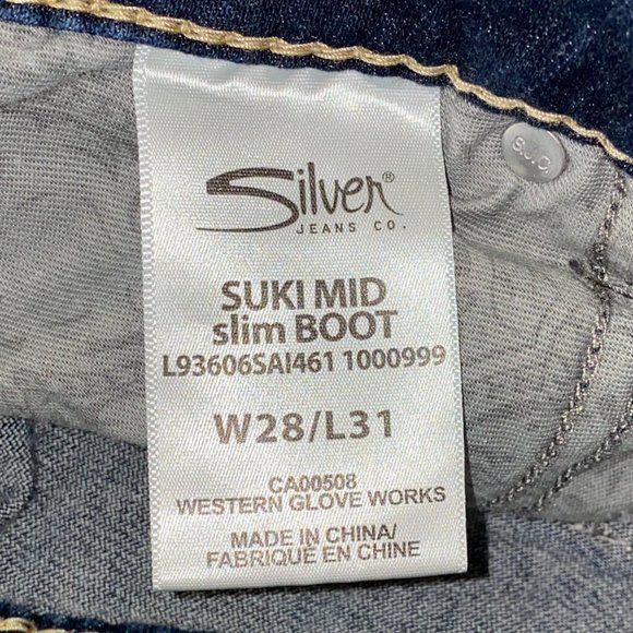 Silver Suki Fluid Mid Slim Boot Jeans W28 L31 - Picture 10 of 12